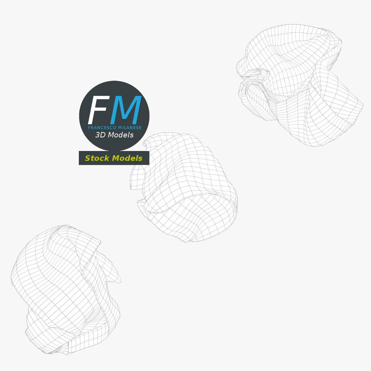 3D-Modell - Zerknüllte Papierblätter - 07