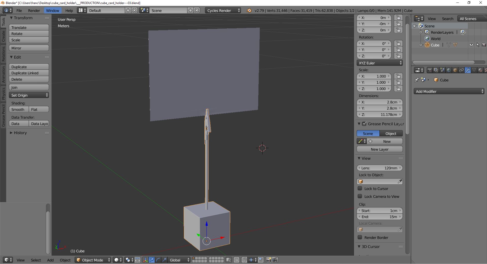 3D-Modell - Würfelförmiger Kartenhalter - 09
