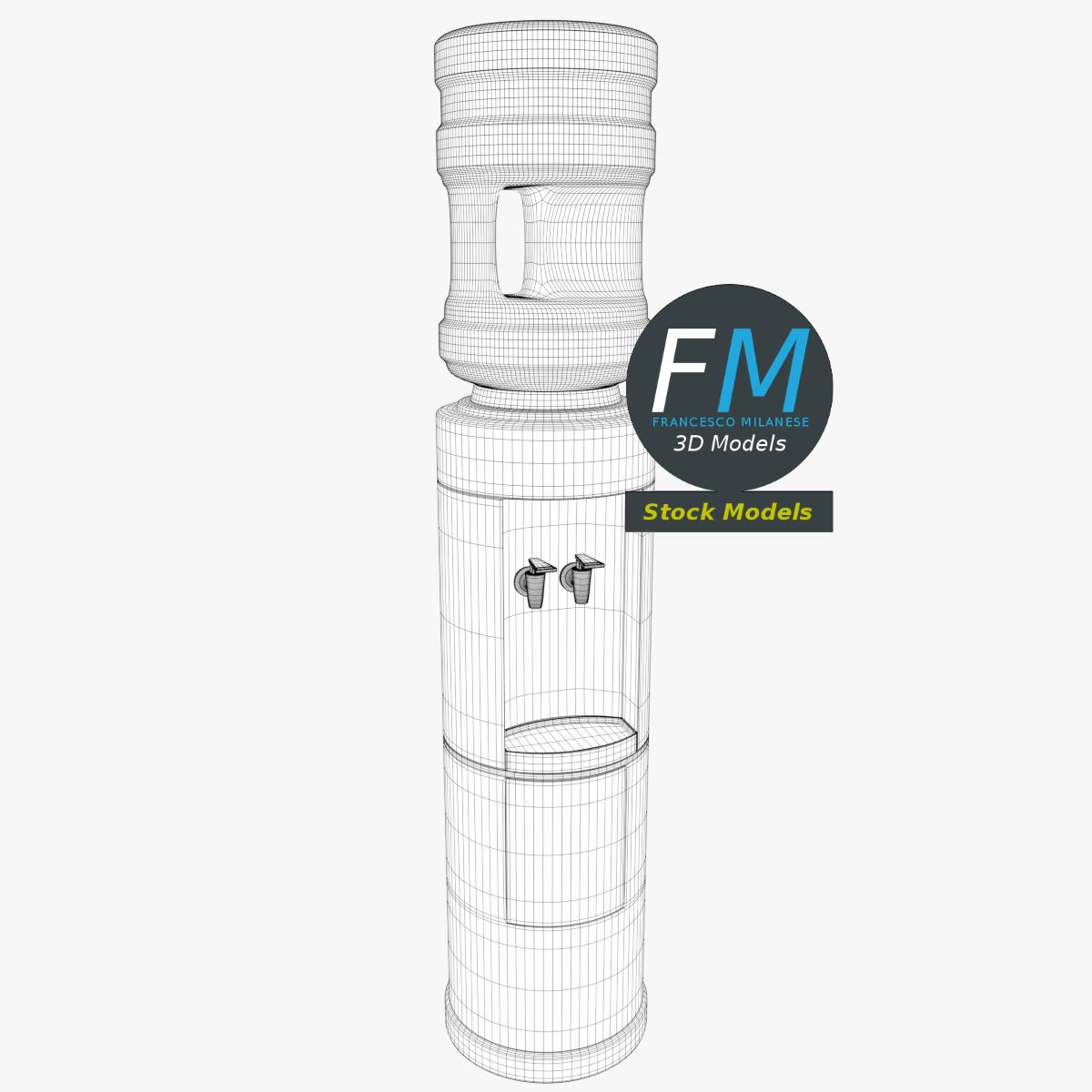 3D-Modell - Zylindrischer Wasserspender mit Wasserflasche - 07