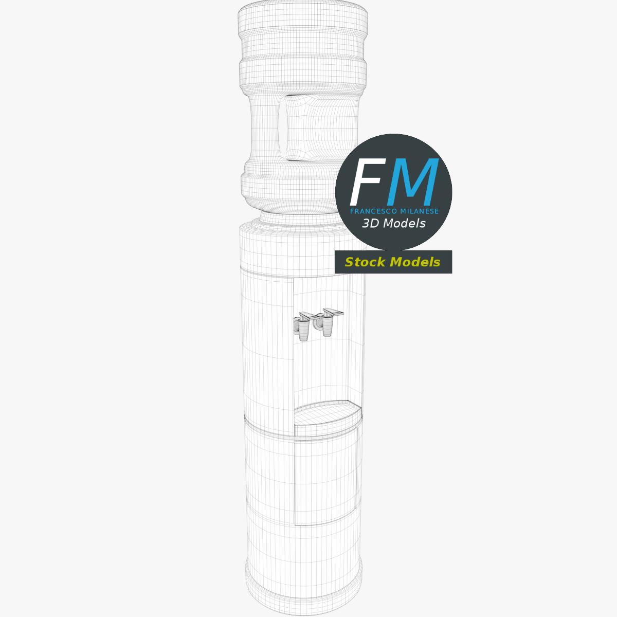 3D-Modell - Zylindrischer Wasserspender mit Wasserflasche - 08
