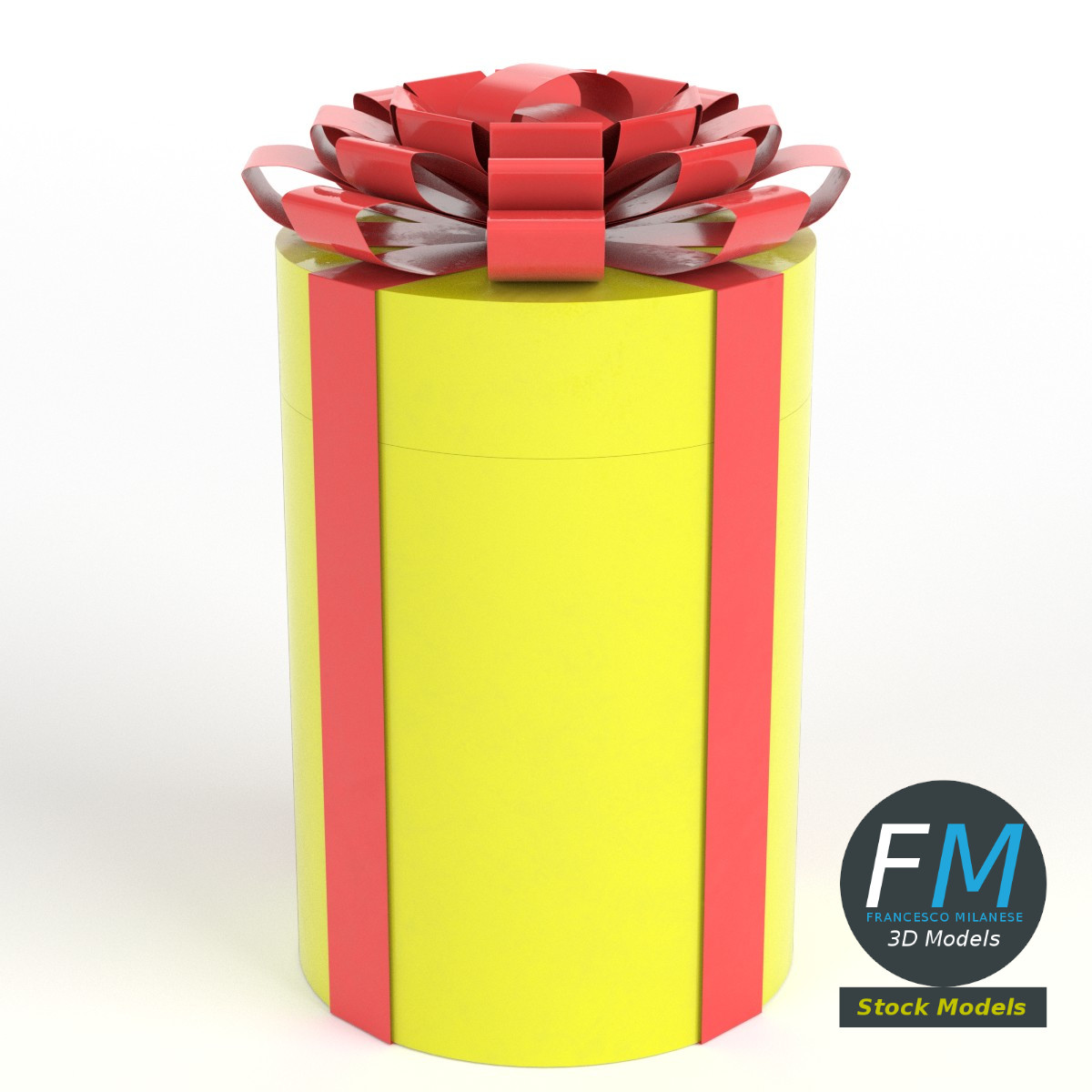 3D-Modell - Zylindrische Geschenkbox mit Schleife - 01