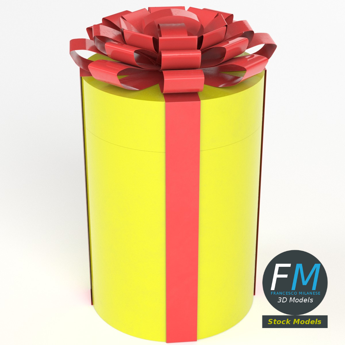 3D-Modell - Zylindrische Geschenkbox mit Schleife - 02