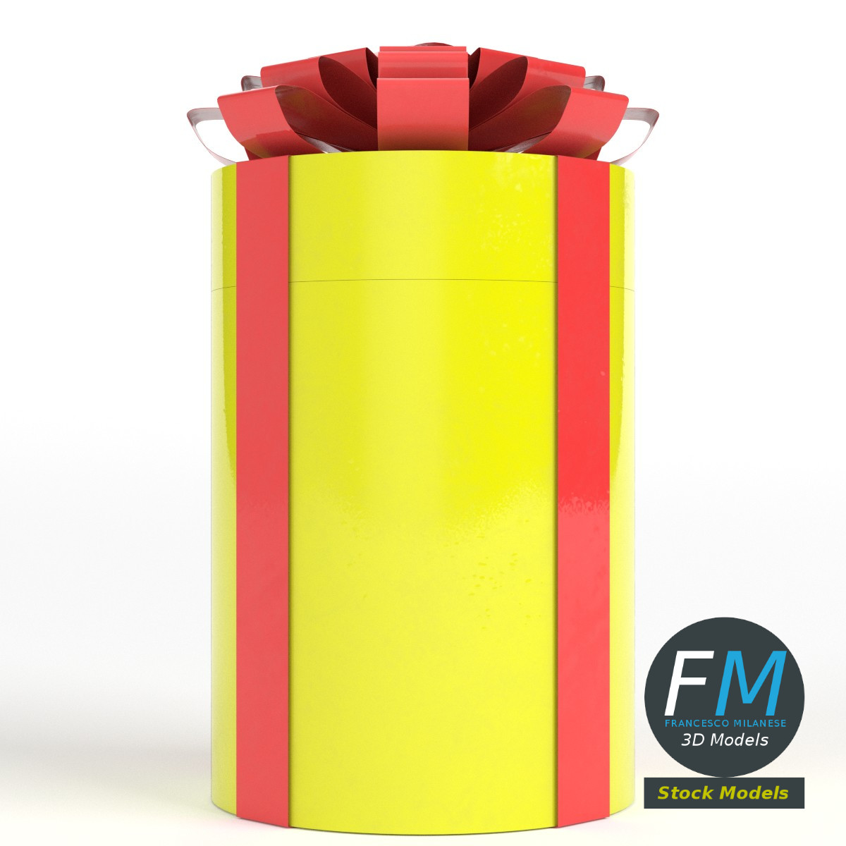 3D-Modell - Zylindrische Geschenkbox mit Schleife - 03