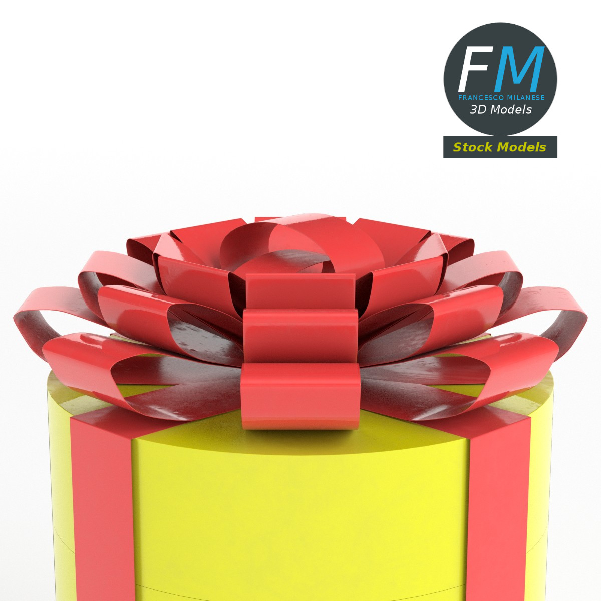 3D-Modell - Zylindrische Geschenkbox mit Schleife - 04