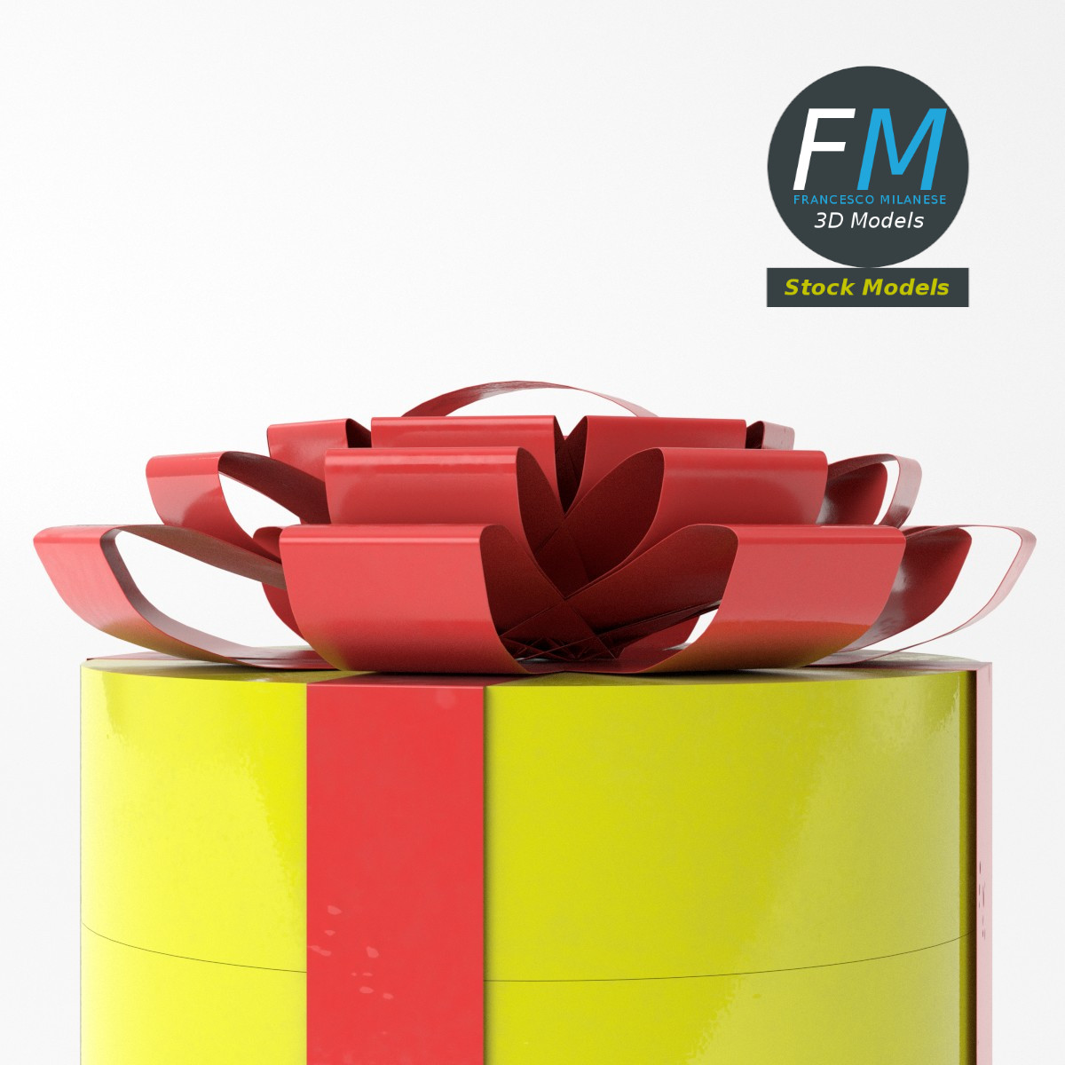 3D-Modell - Zylindrische Geschenkbox mit Schleife - 05
