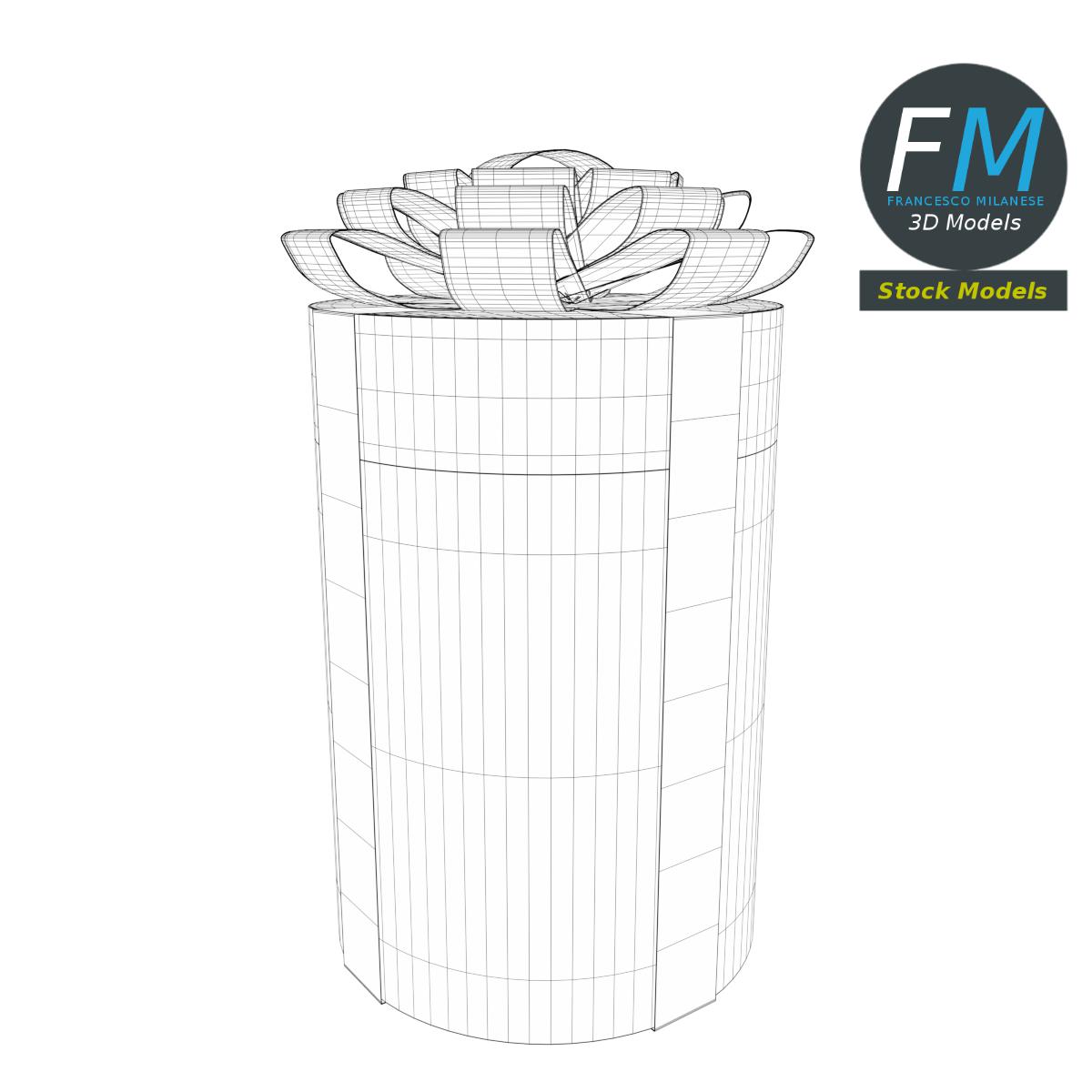 3D-Modell - Zylindrische Geschenkbox mit Schleife - 07