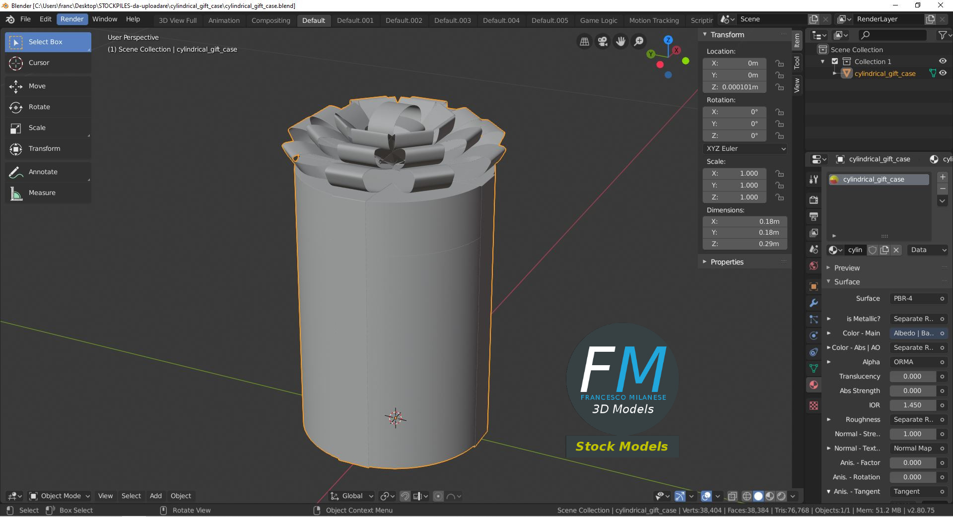 3D-Modell - Zylindrische Geschenkbox mit Schleife - 09