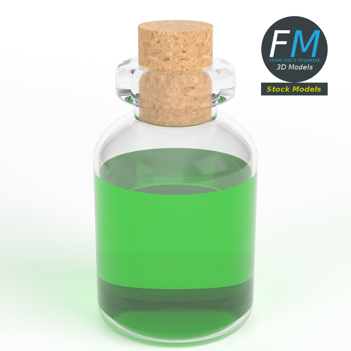 3D-Modell - Zylindrische Trankflasche - 01