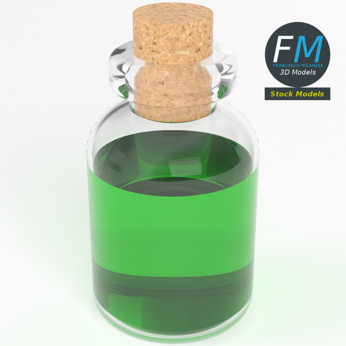 3D-Modell - Zylindrische Trankflasche - 02