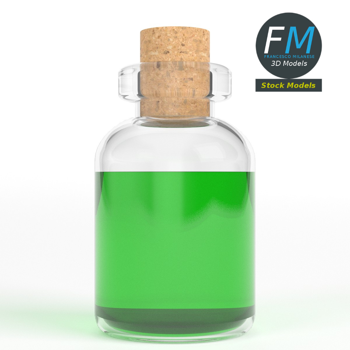 3D-Modell - Zylindrische Trankflasche - 03