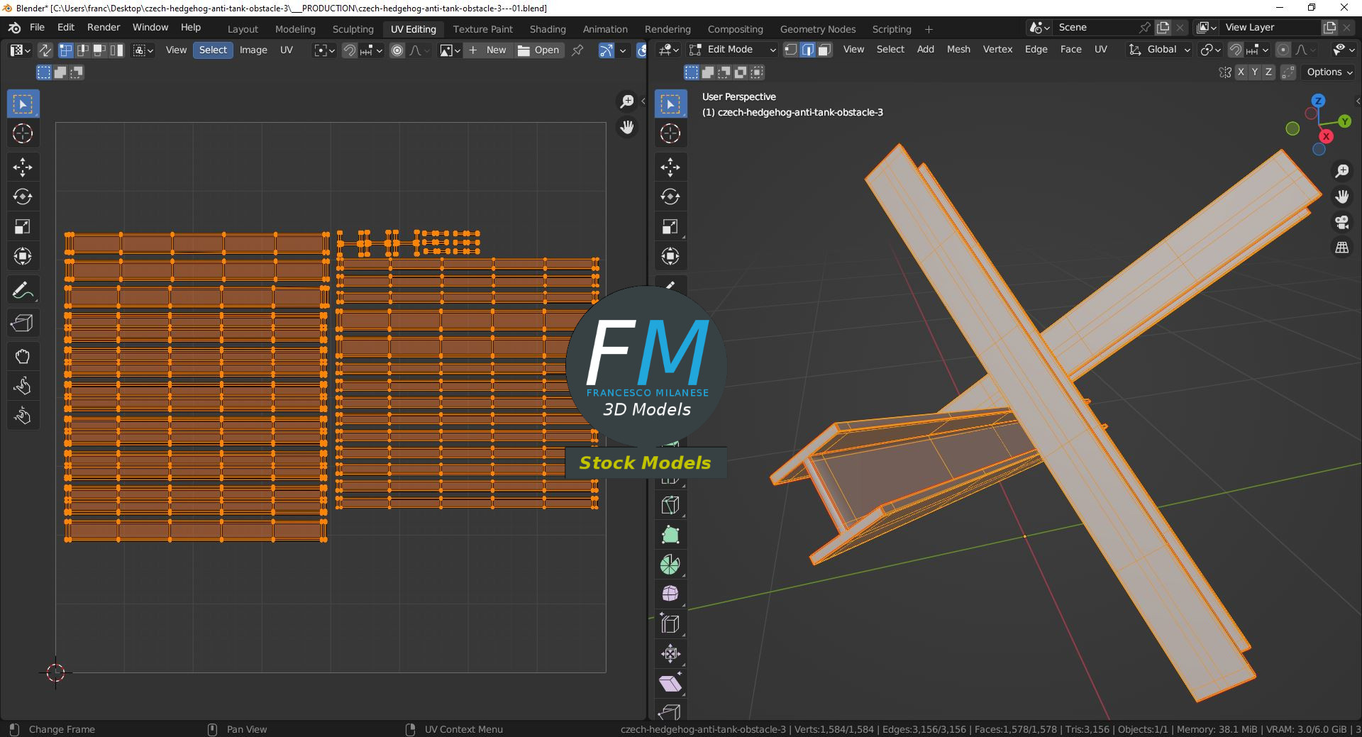 3D-Modell - Tschechischer Igel als Panzersperre - 10