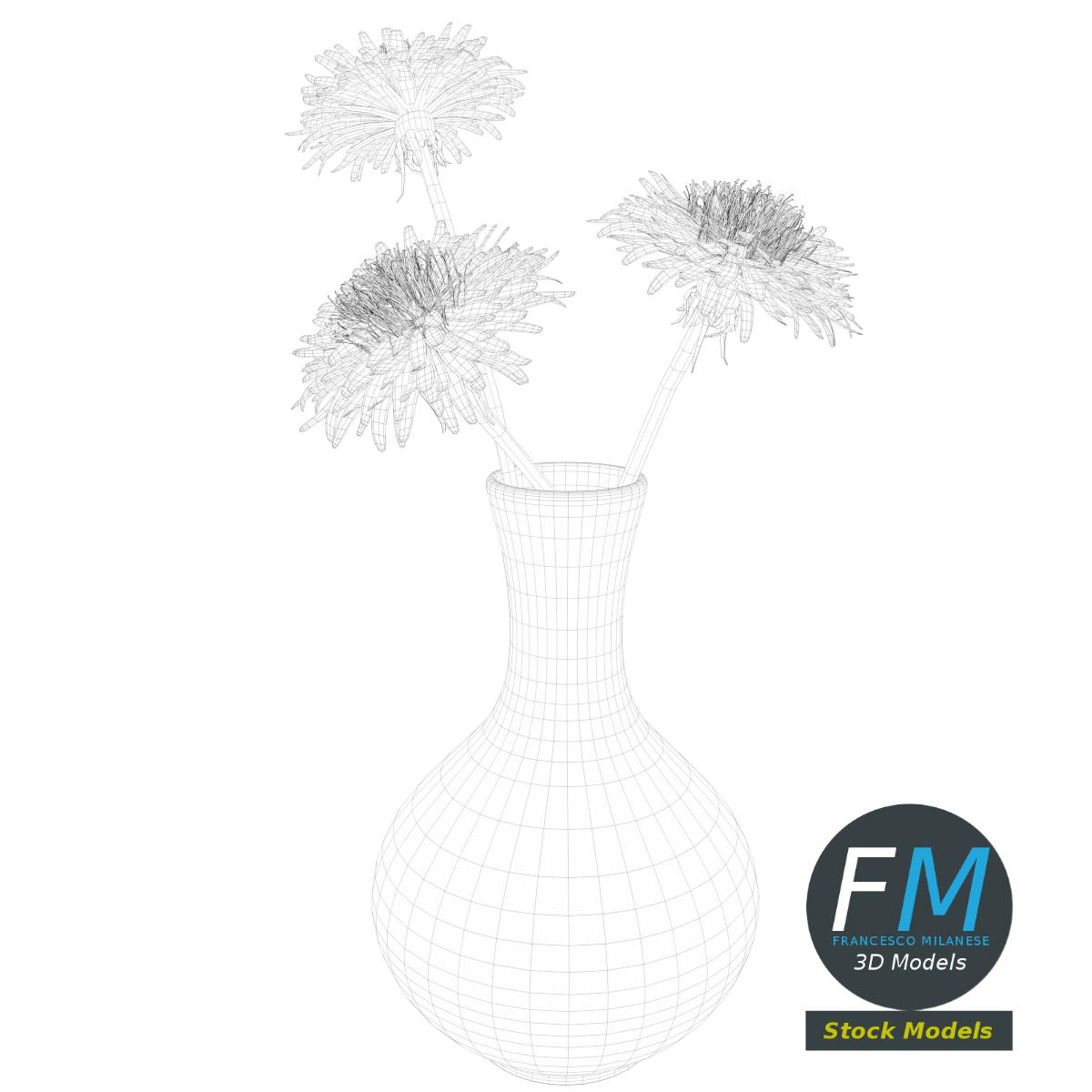 3D-Modell - Löwenzahnblüten in einer Vase - 07