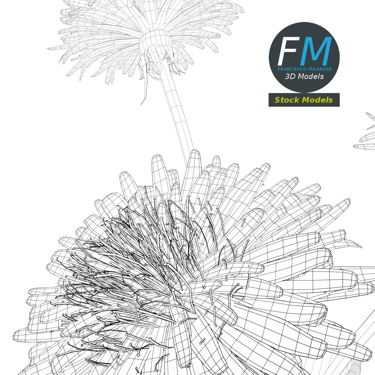3D-Modell - Löwenzahnblüten in einer Vase - 08