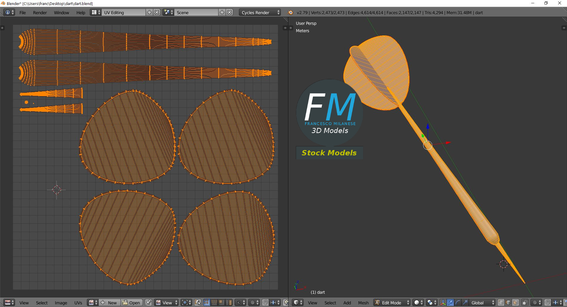 3D-Modell - Dartpfeil - 10