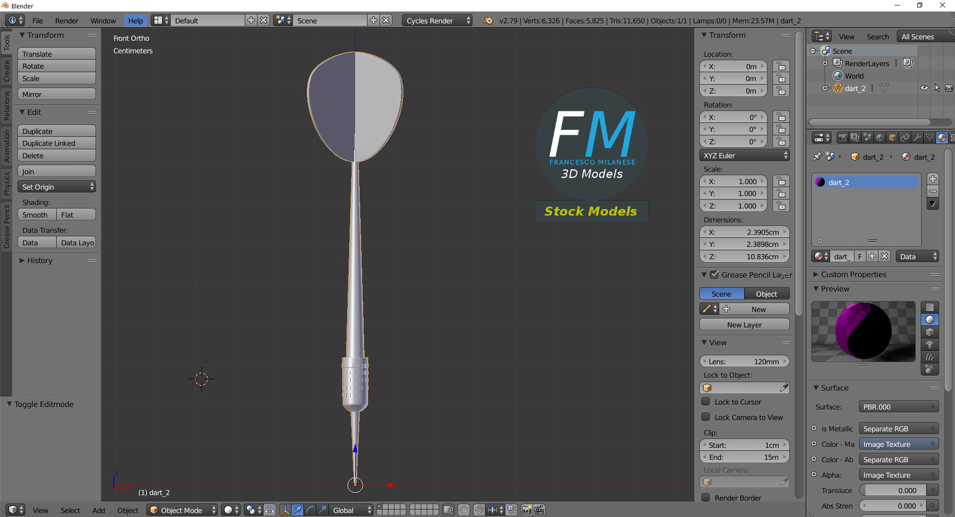 3D-Modell - Dartpfeil - 09