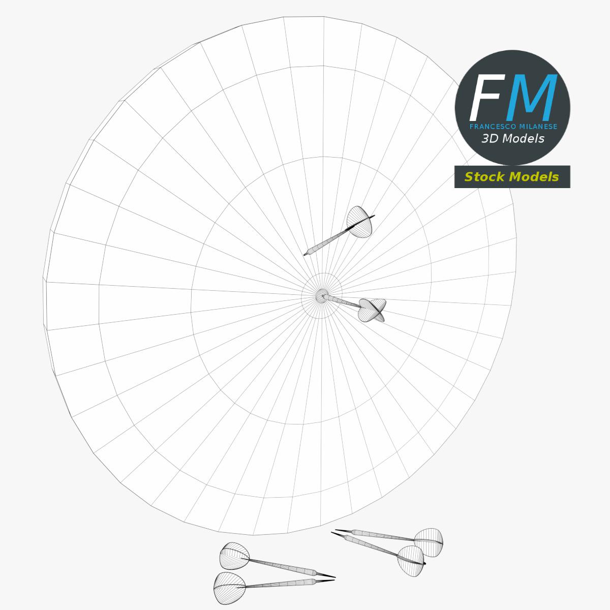 3D-Modell - Dartscheibe mit Dartpfeilen - 07