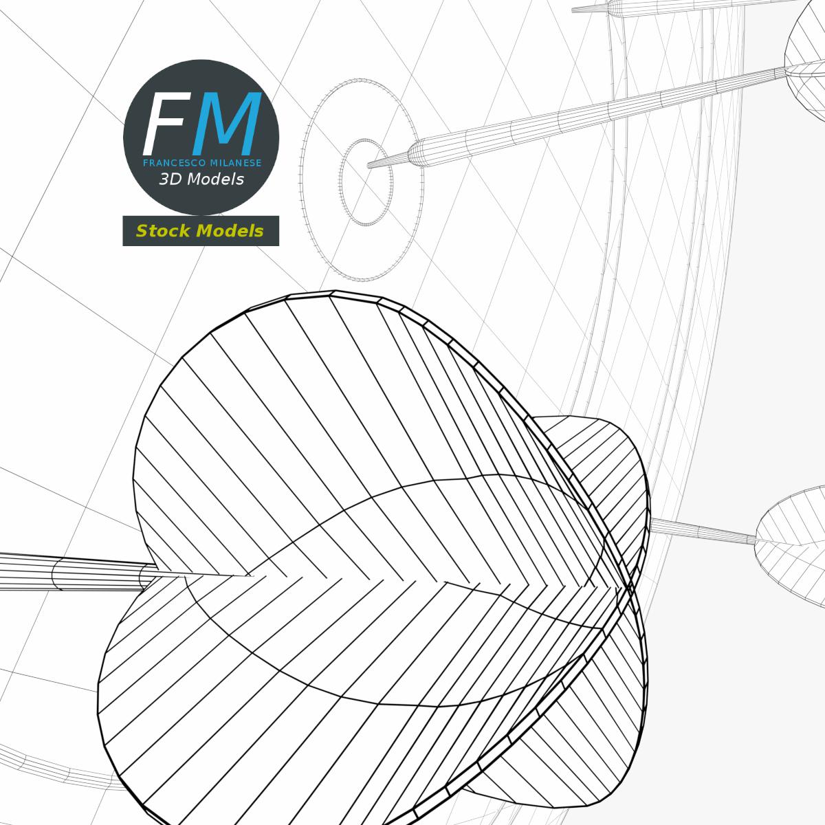 3D-Modell - Dartscheibe mit Dartpfeilen - 08