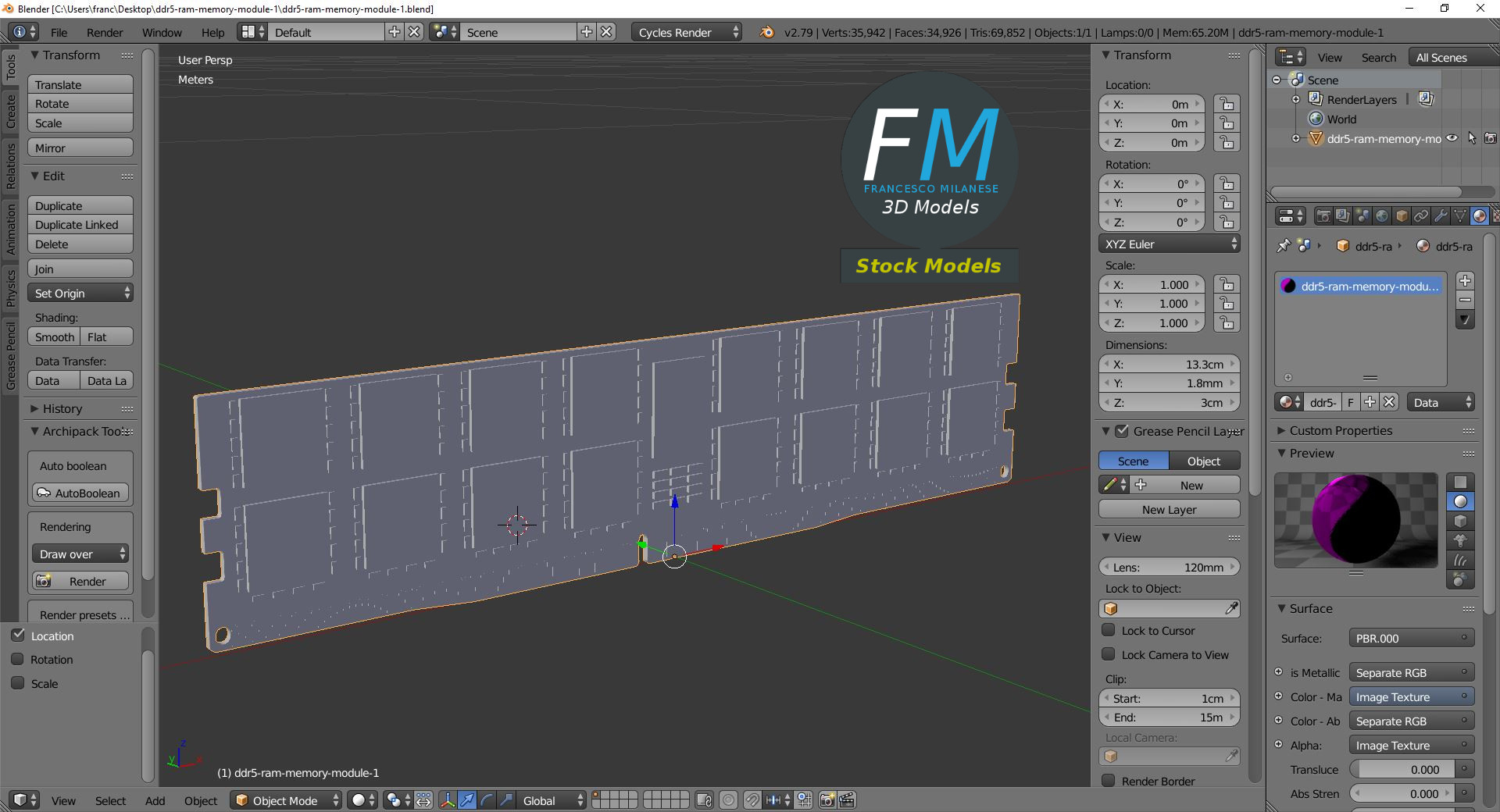 3D-Modell - DDR5-RAM-Speichermodul - 09