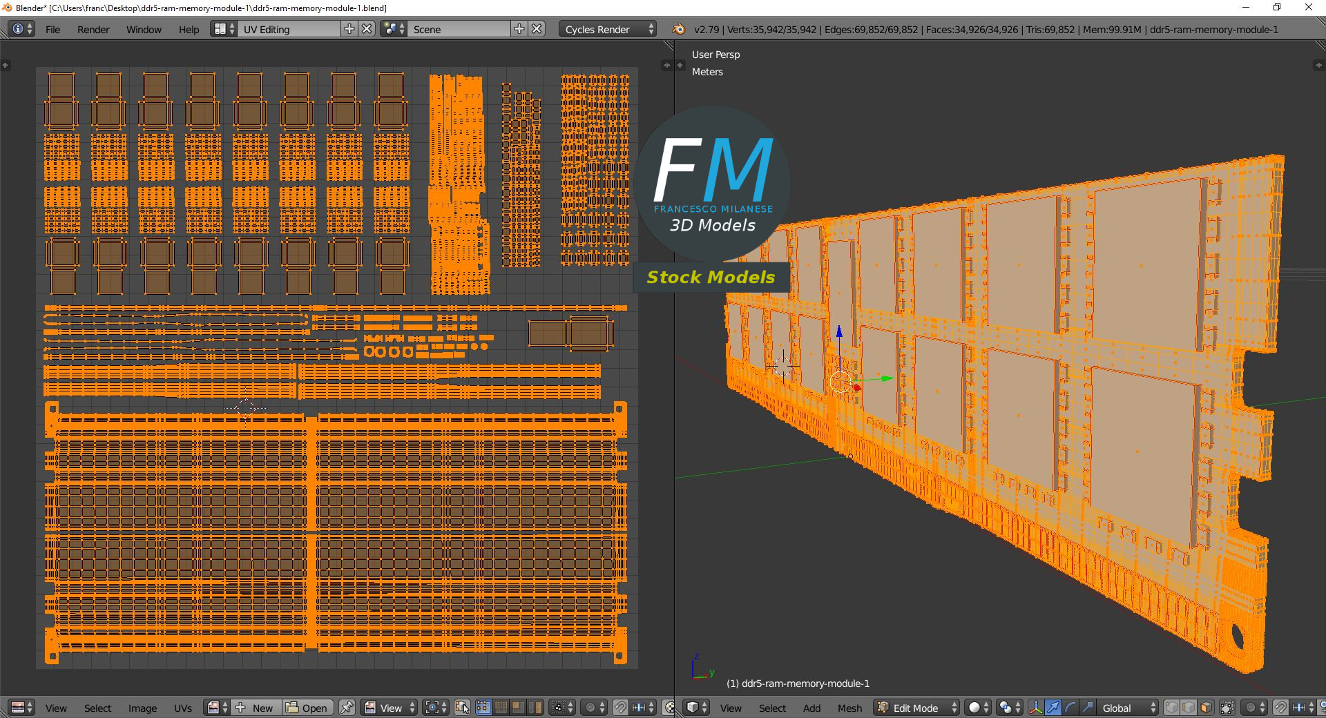 3D-Modell - DDR5-RAM-Speichermodul - 10