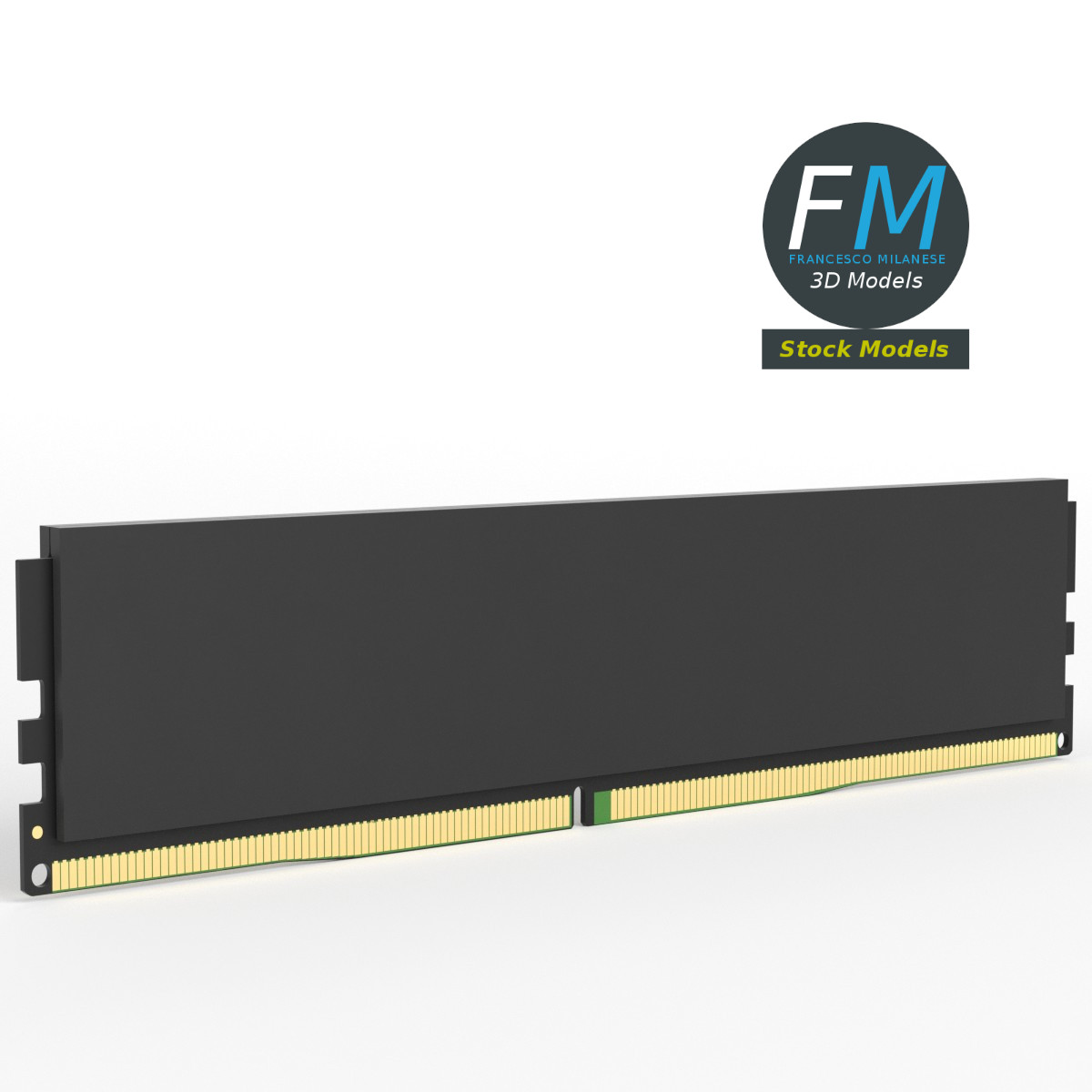 3D-Modell - DDR5-RAM-Modul mit Kühlkörper - 01