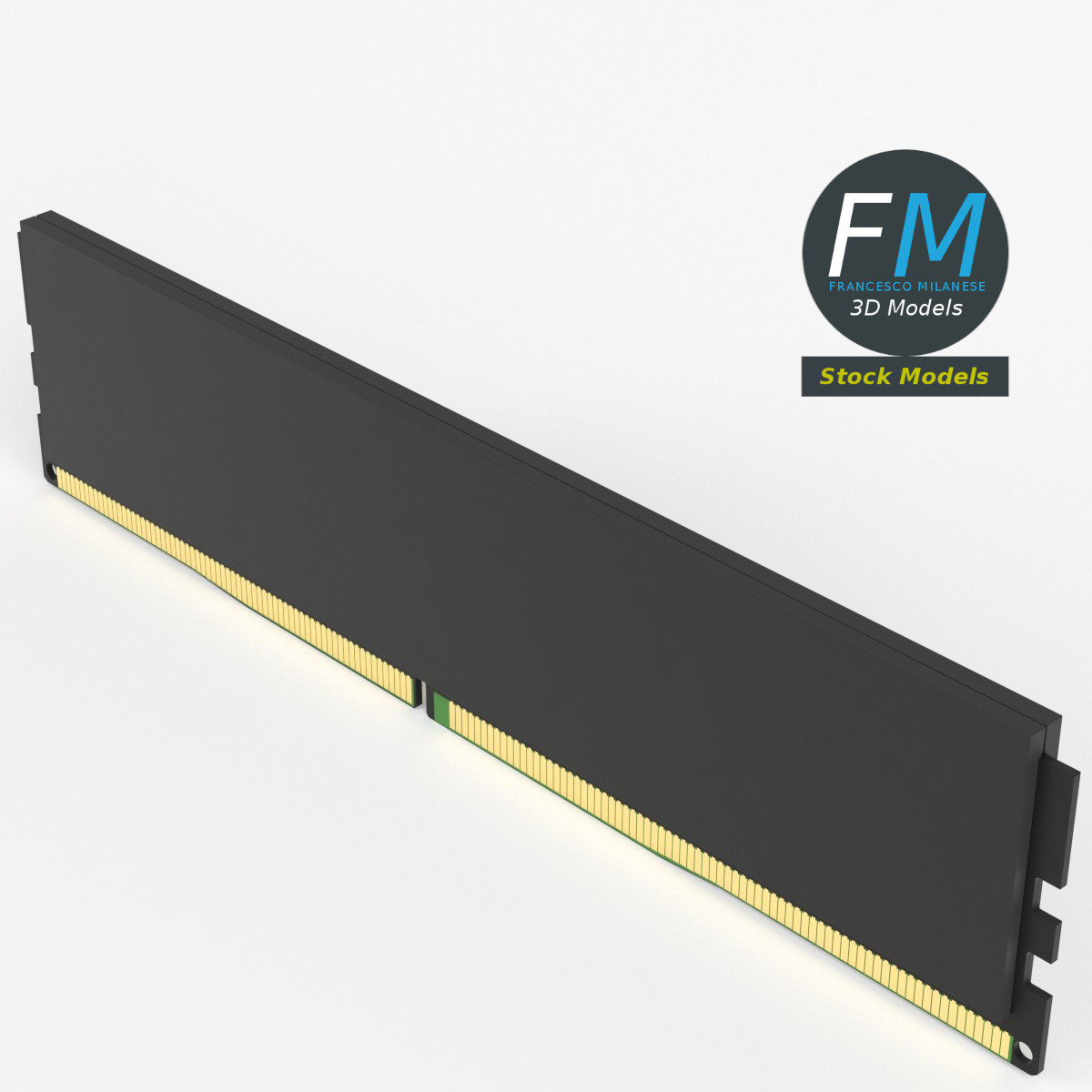 3D-Modell - DDR5-RAM-Modul mit Kühlkörper - 02