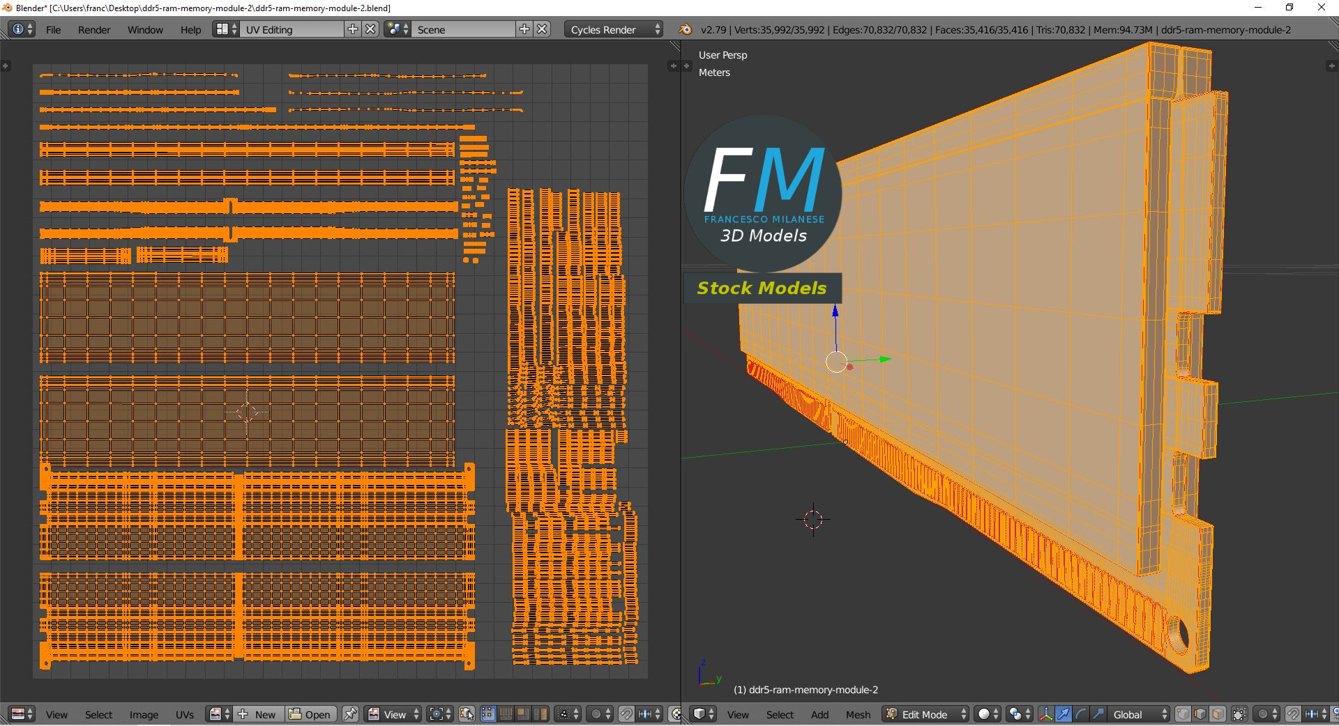 3D-Modell - DDR5-RAM-Modul mit Kühlkörper - 10