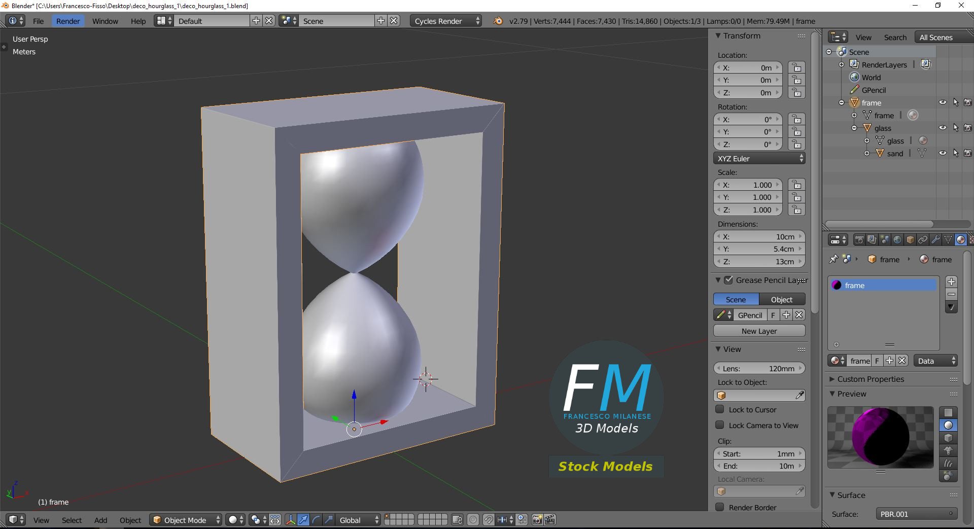 3D-Modell - Dekorative Sanduhr - 09