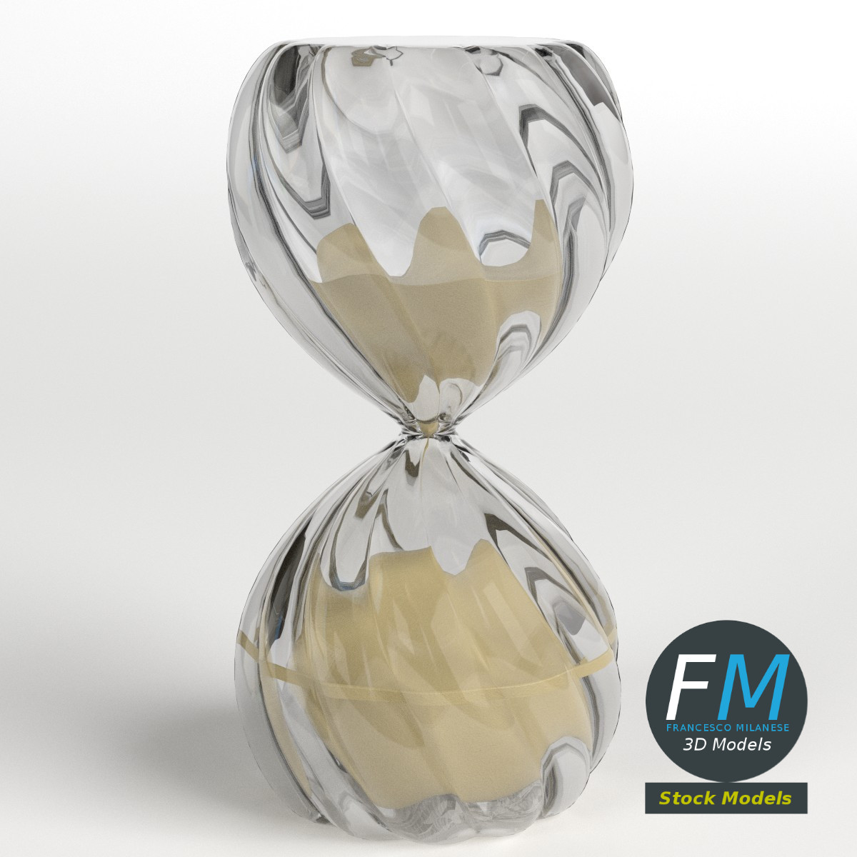 3D-Modell - Dekorative Glas-Sanduhr - 01