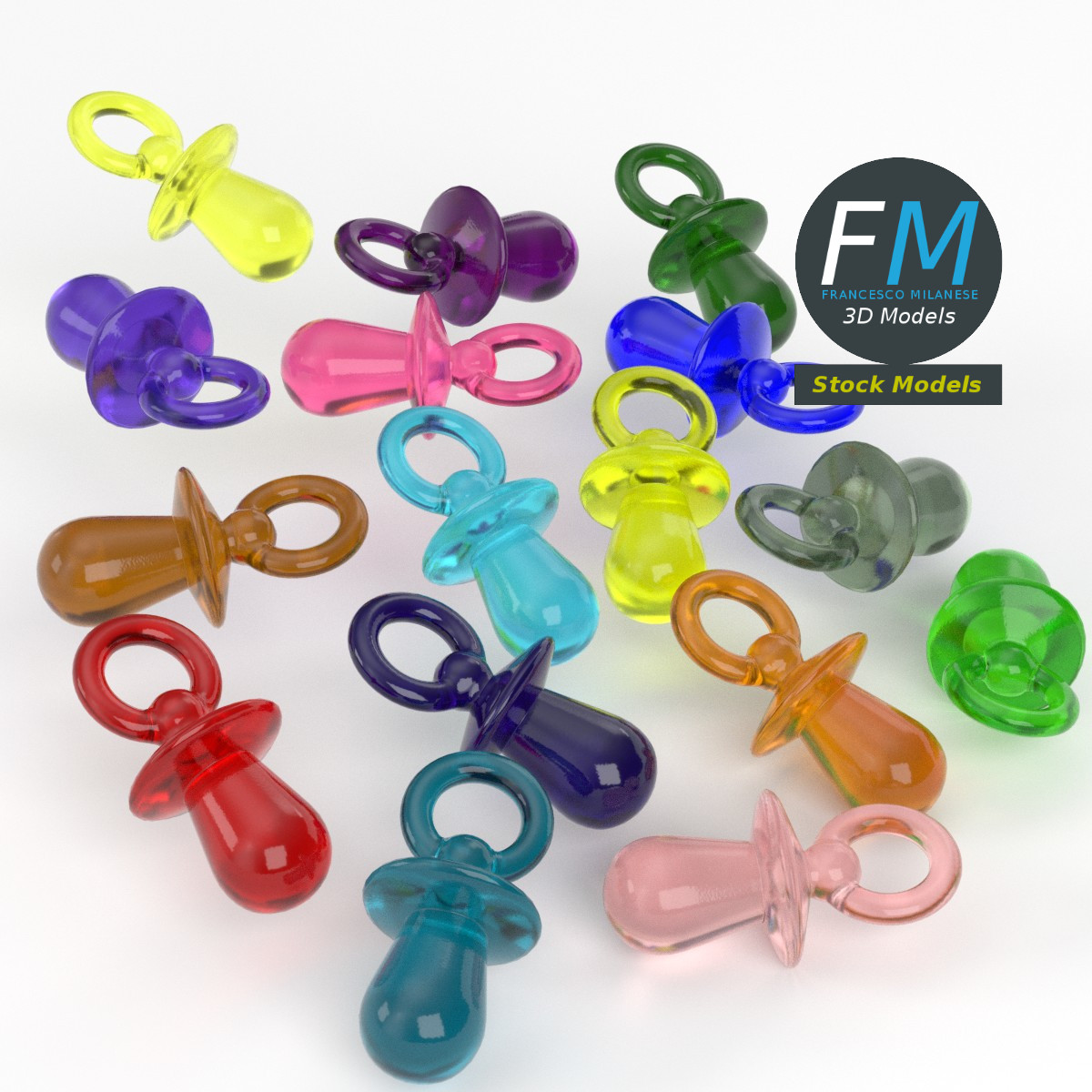 3D-Modell - Dekorative Mini-Schnuller im Set - 02
