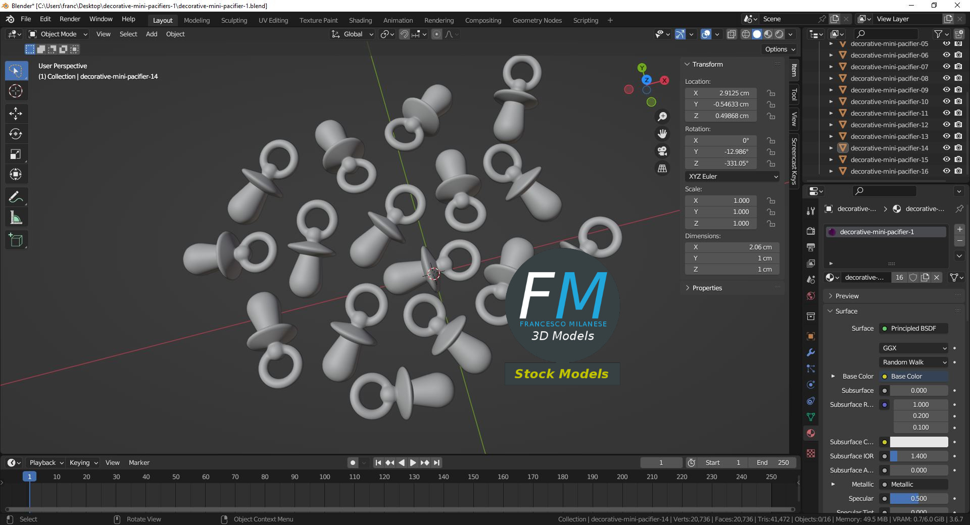 3D-Modell - Dekorative Mini-Schnuller im Set - 09