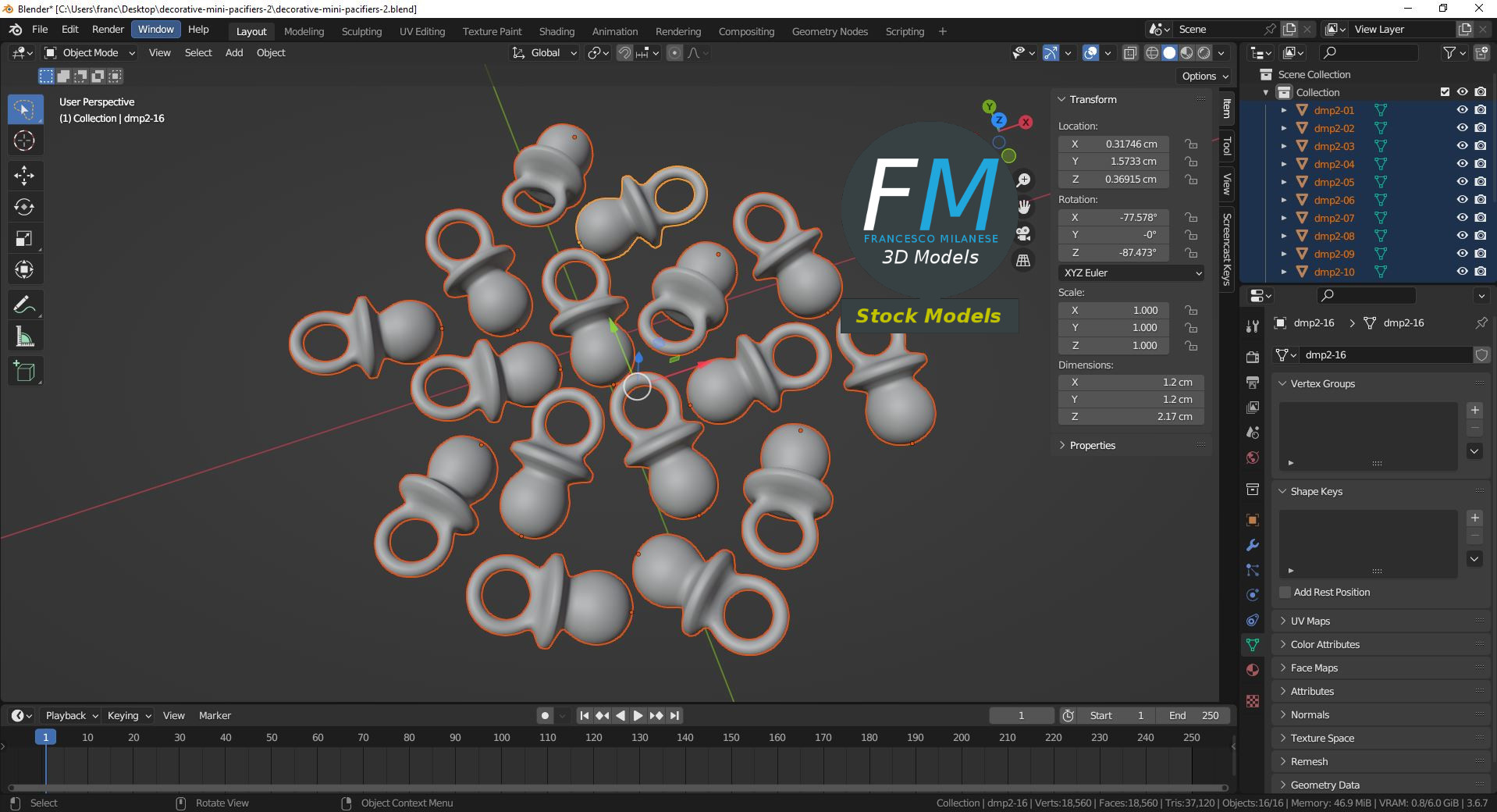 3D-Modell - Dekorative Mini-Schnuller im Set - 09