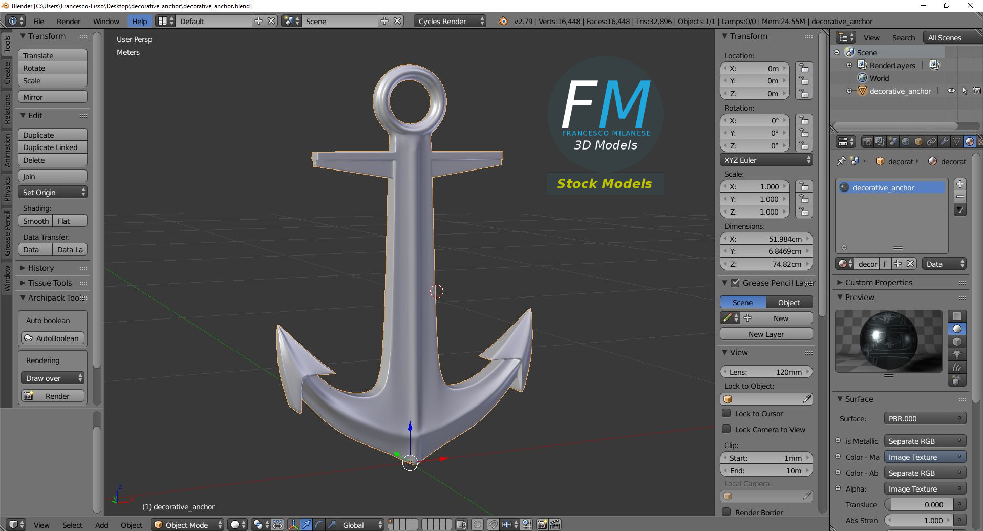 3D-Modell - Dekorativer Anker - 09