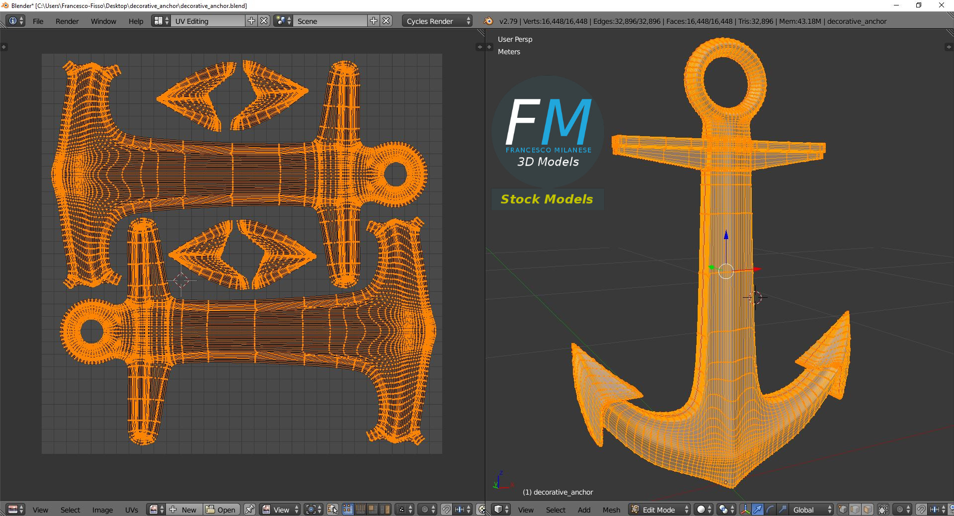 3D-Modell - Dekorativer Anker - 10