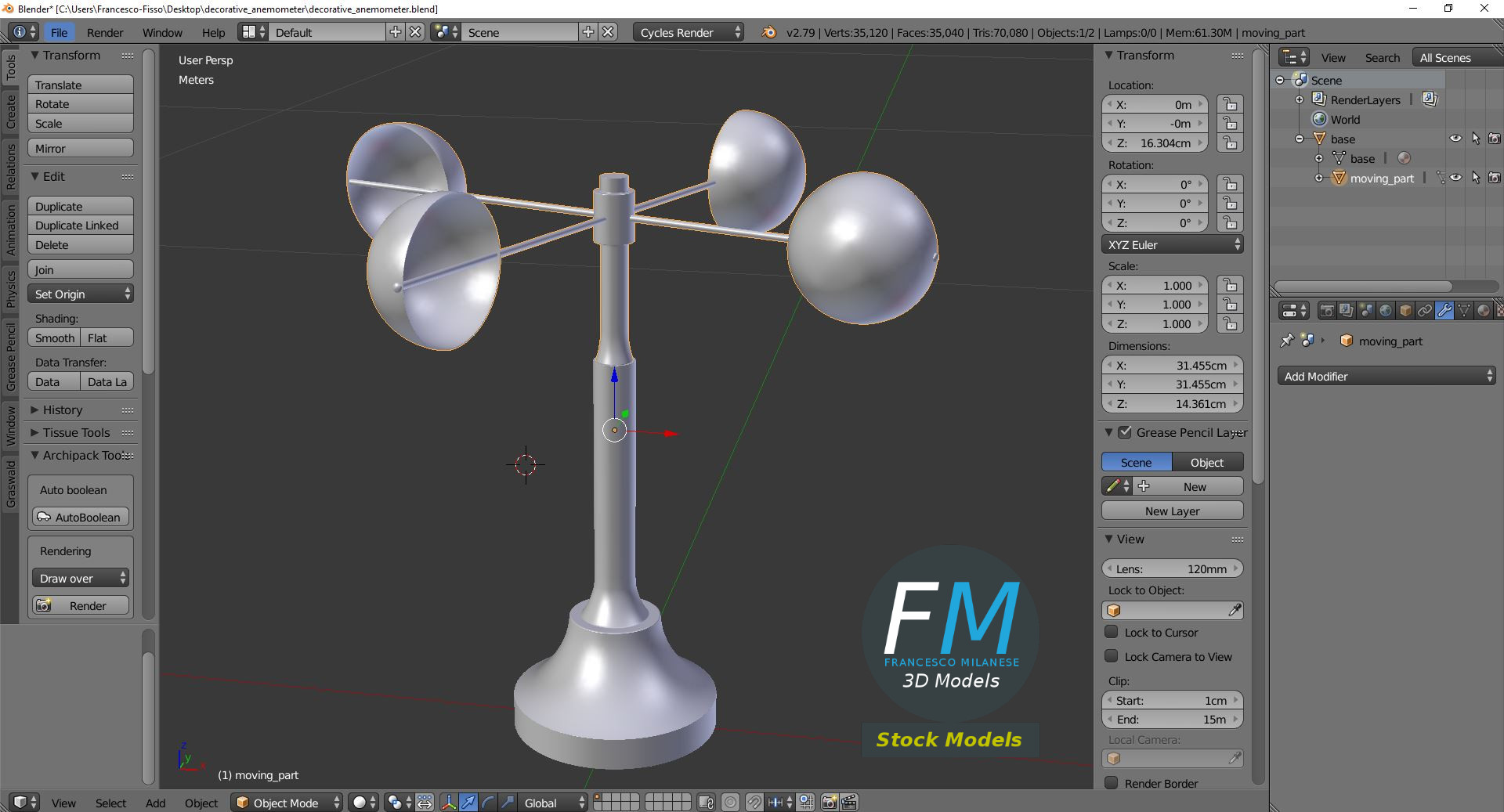 3D-Modell - Dekorativer Schalenanemometer - 09