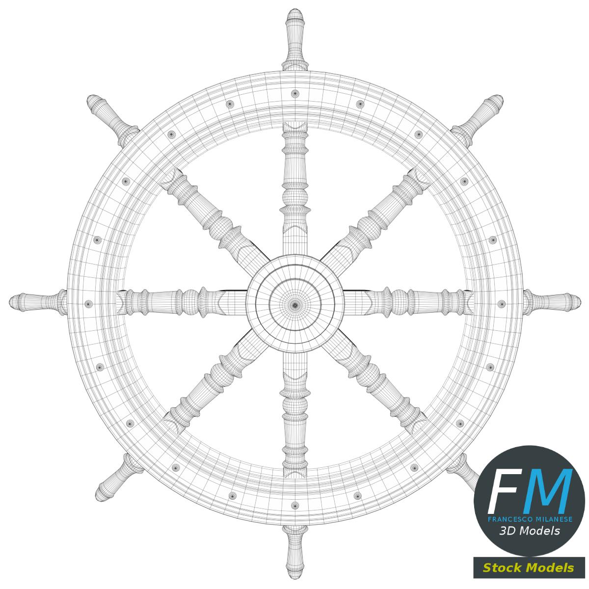 3D-Modell - Dekoratives Schiffssteuerrad - 07