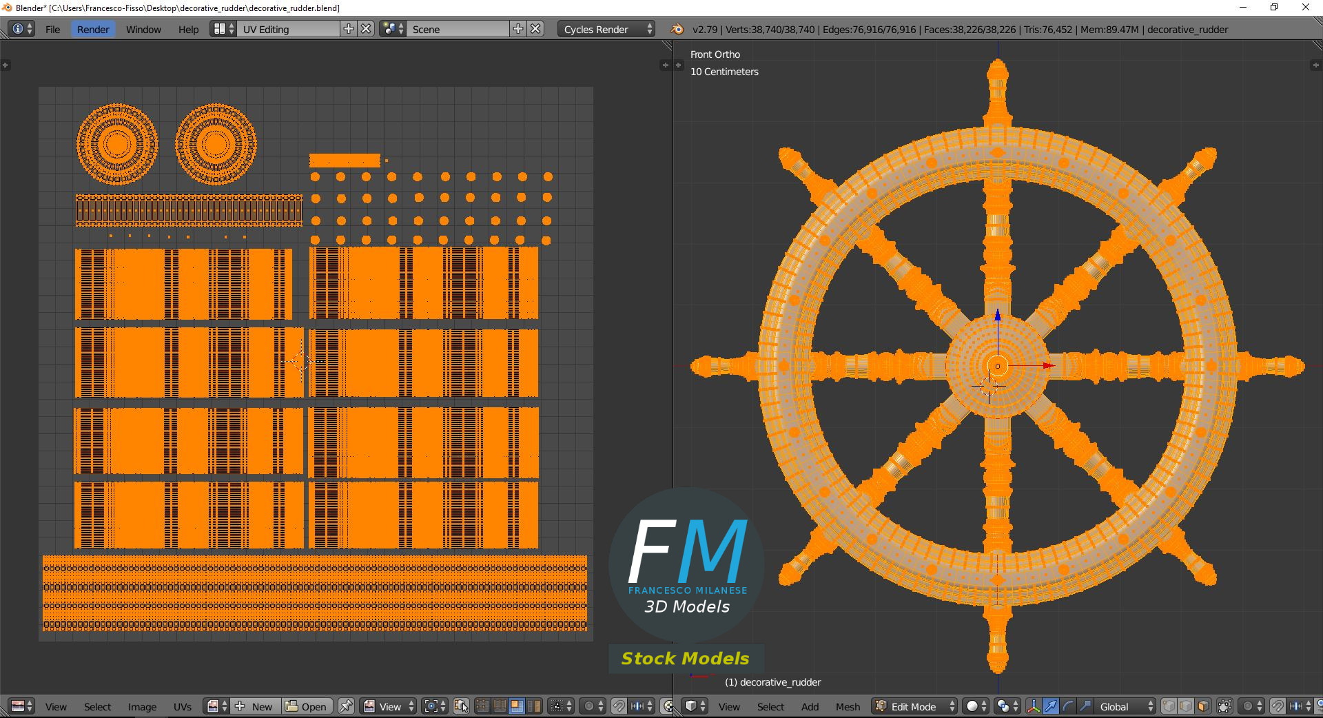 3D-Modell - Dekoratives Schiffssteuerrad - 10