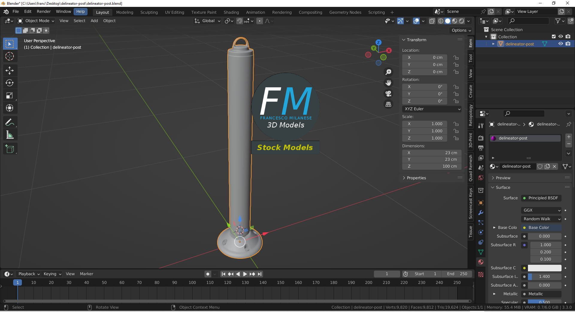 3D-Modell - Flexibler Leitpfosten - 09