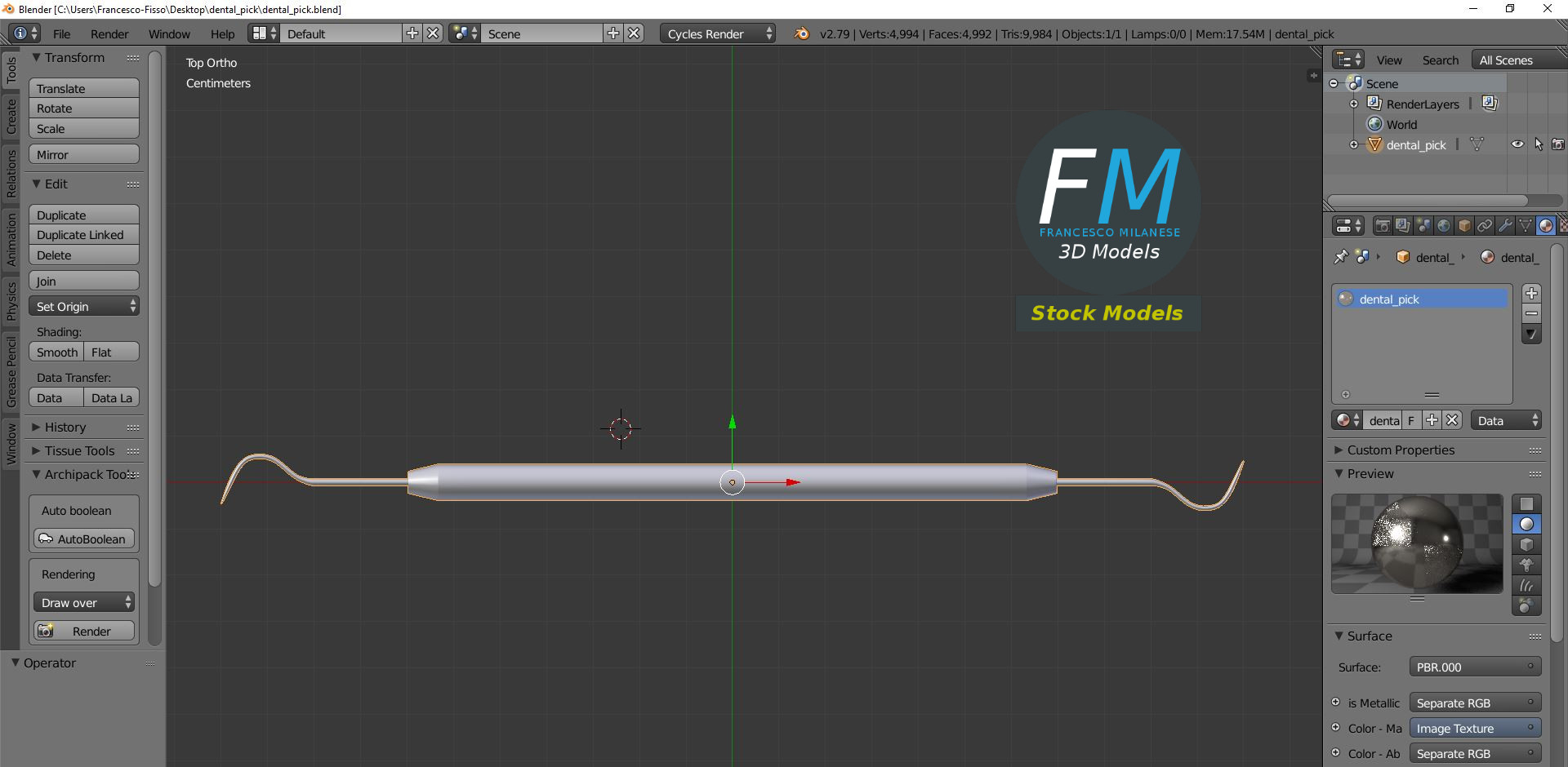 3D-Modell - Dentalsonde - 09