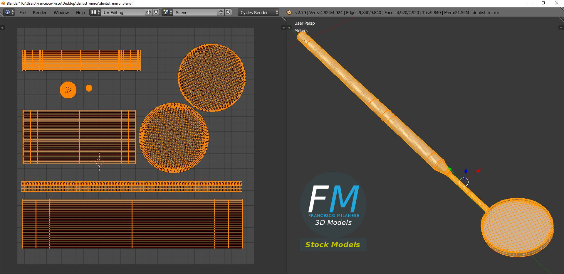 3D-Modell - Dentalspiegel - 10