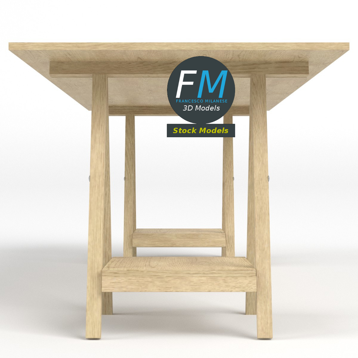 3D-Modell - Schreibtisch auf Böcken - 04