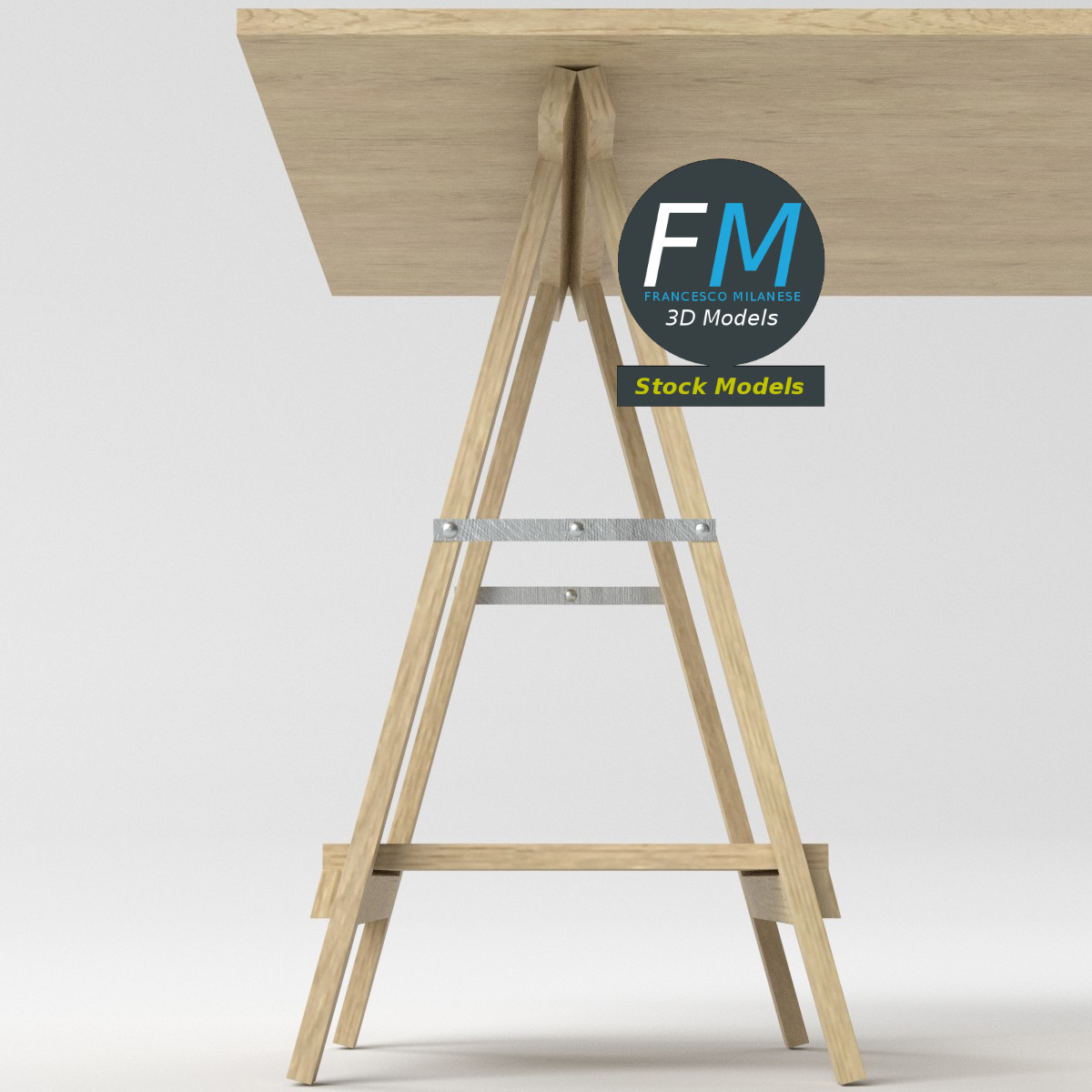 3D-Modell - Schreibtisch auf Böcken - 05