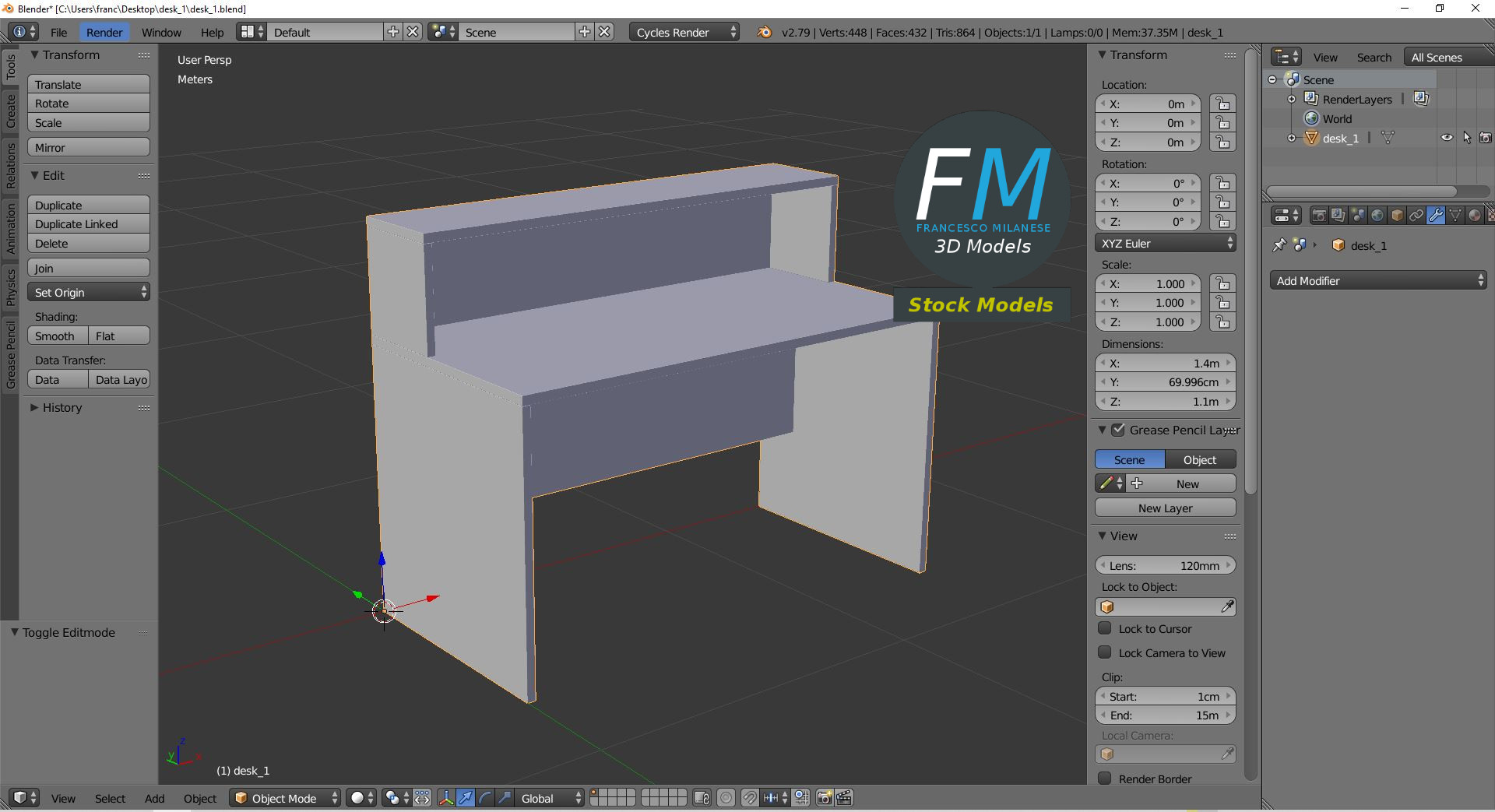 3D-Modell - Schreibtisch - 09