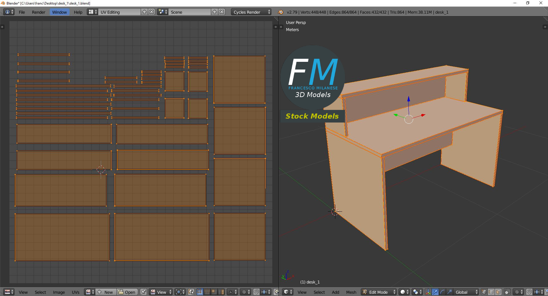 3D-Modell - Schreibtisch - 10