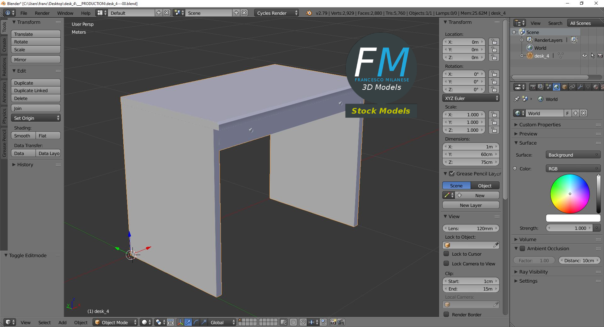 3D-Modell - Schreibtisch - 09