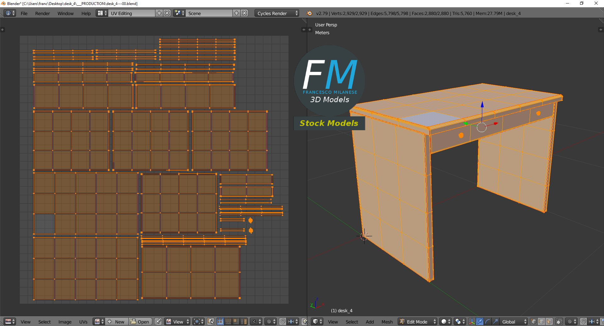 3D-Modell - Schreibtisch - 10