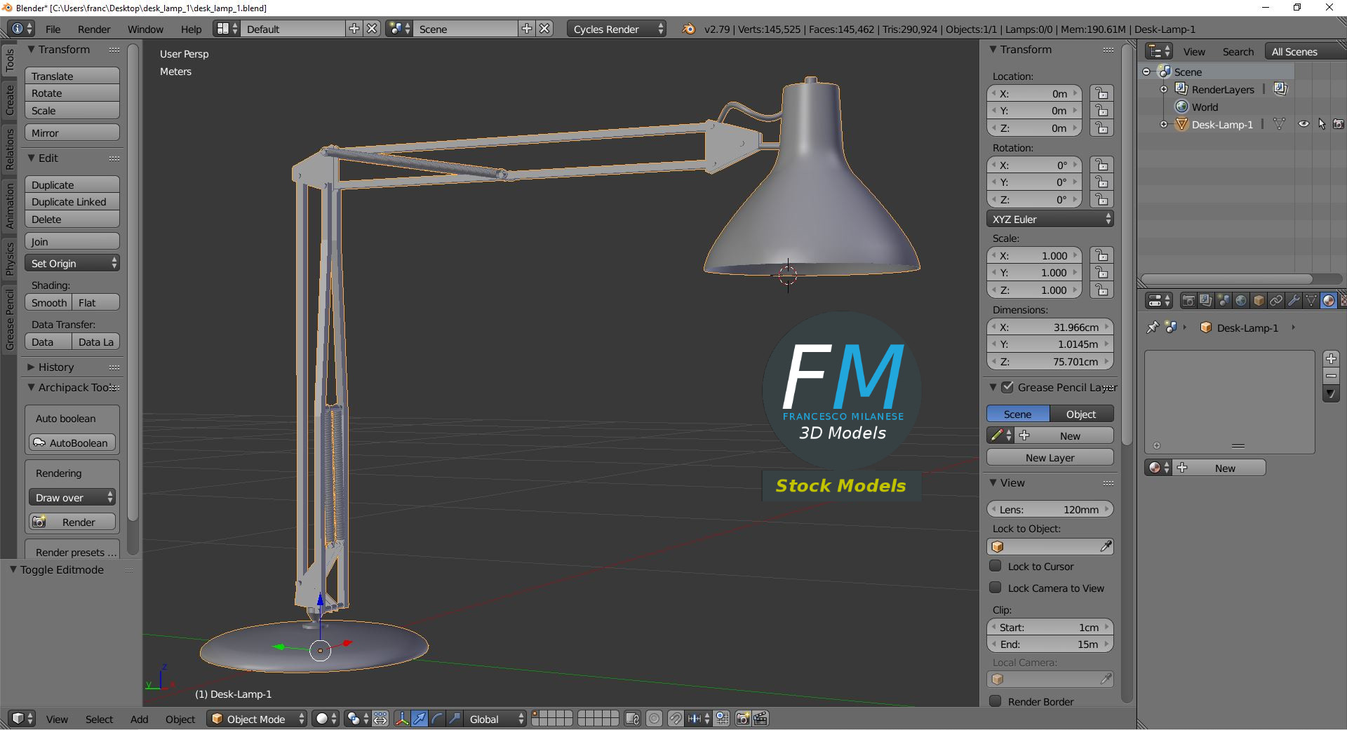 3D-Modell - Schreibtischlampe - 09
