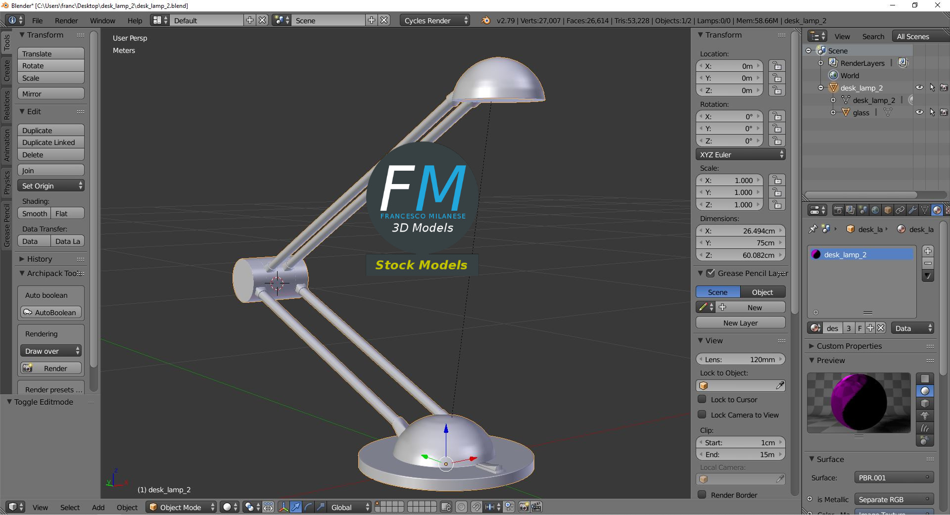 3D-Modell - Schreibtischlampe - 09