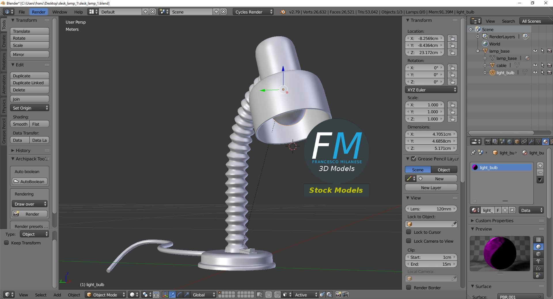 3D-Modell - Schreibtischlampe - 09