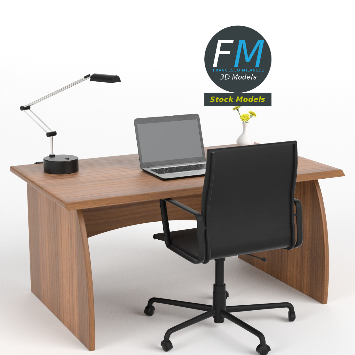 3D-Modell - Schreibtisch-Set - 01