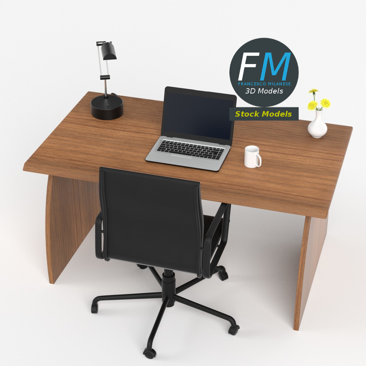 3D-Modell - Schreibtisch-Set - 02